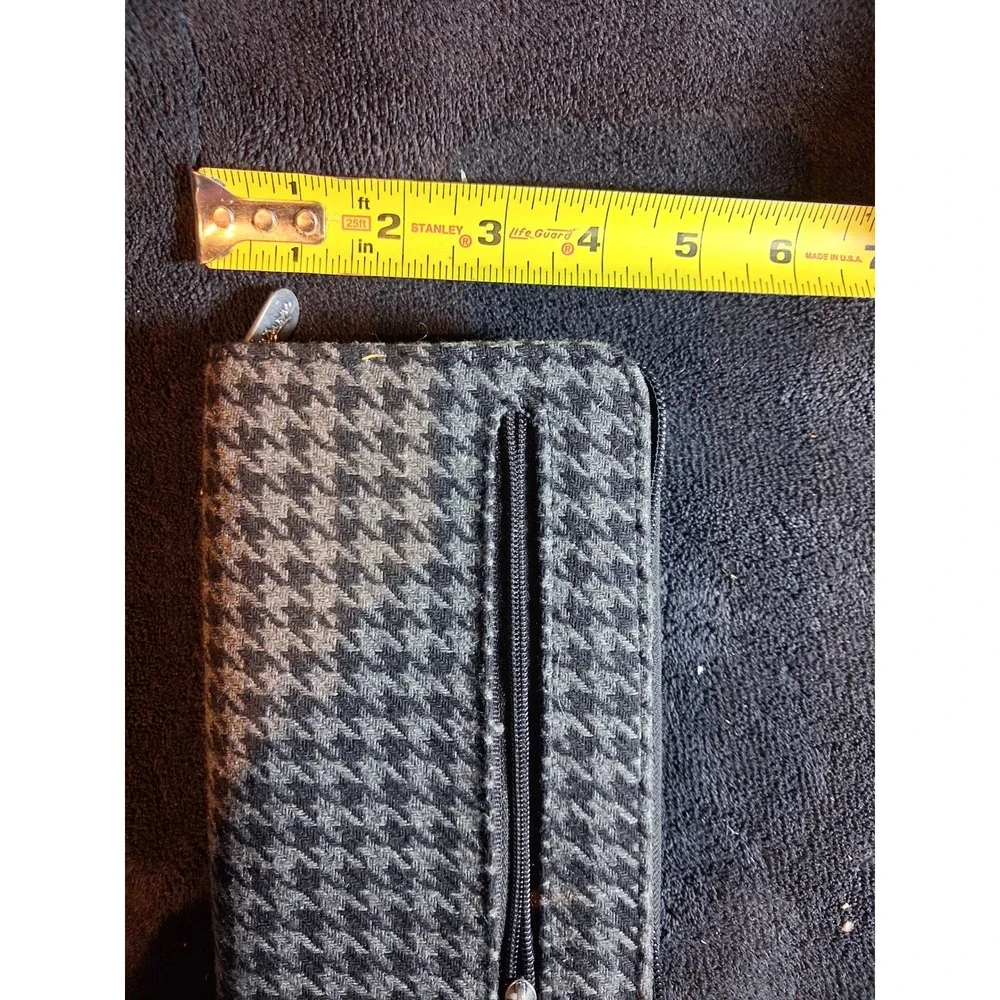 Thirty-One Wristlet Wallet Grey Black Houndstooth Zip Around Organizer Clutch